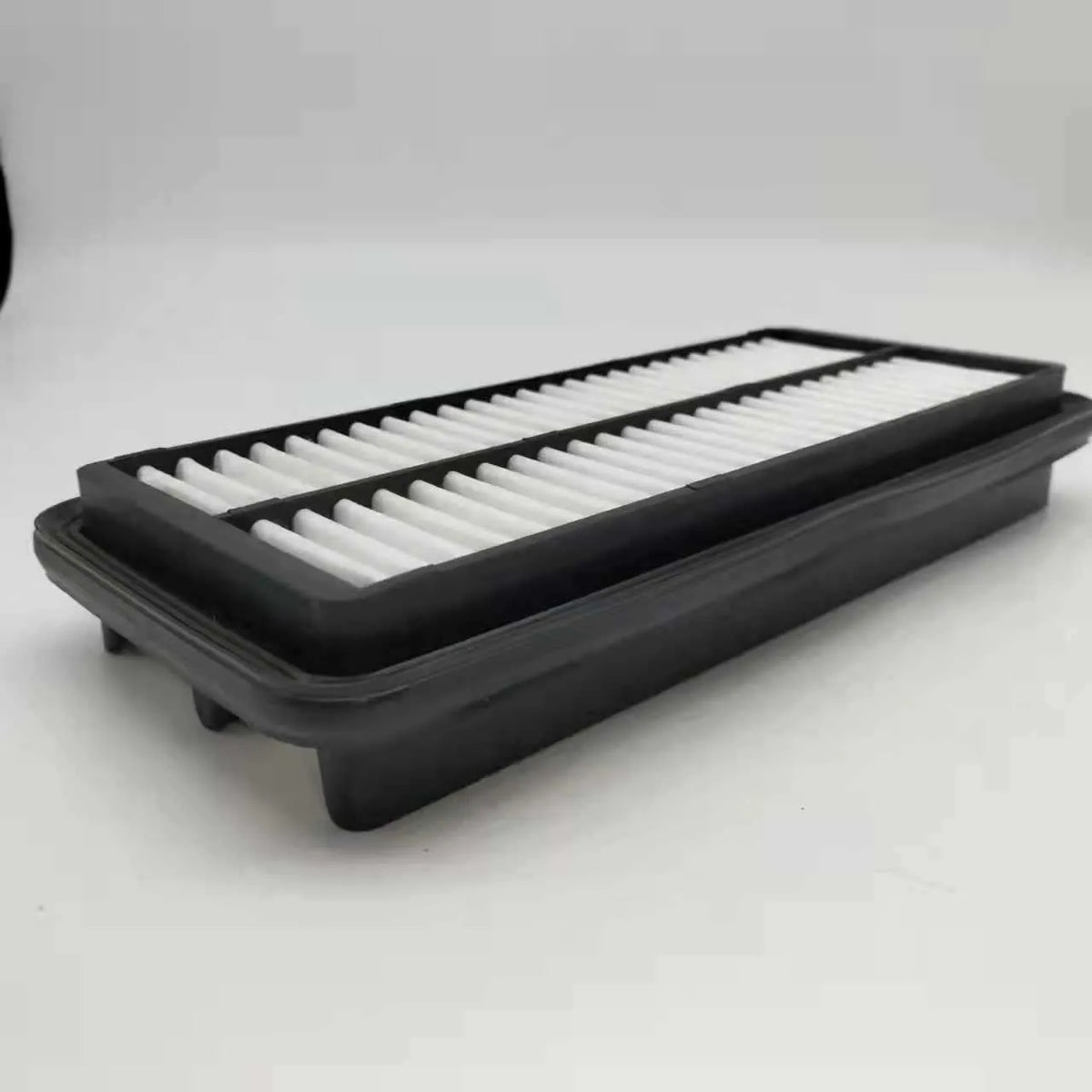 Black car air filter for Modern vehicles measuring 256x113x40mm