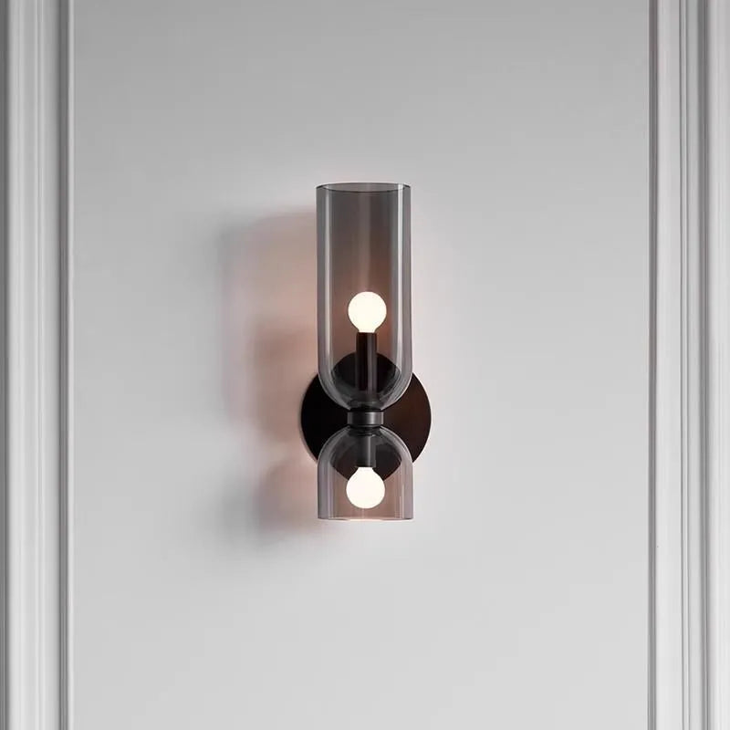 Glass wall lamp in white, blue, or smoky gray, Nordic wall sconce with light source included, 110V to 220V
