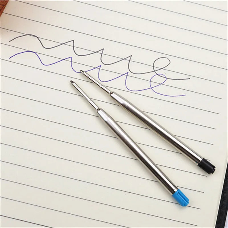 Black metal pocket rollerball pen with two 0.7mm black refills included