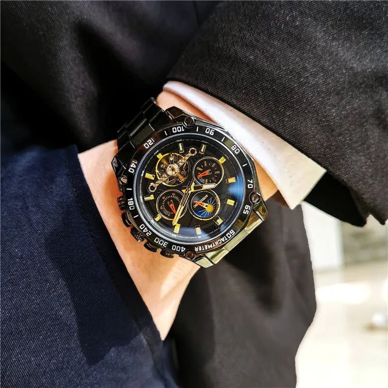 Men's automatic mechanical watch showing different colour combinations with 12mm case thickness