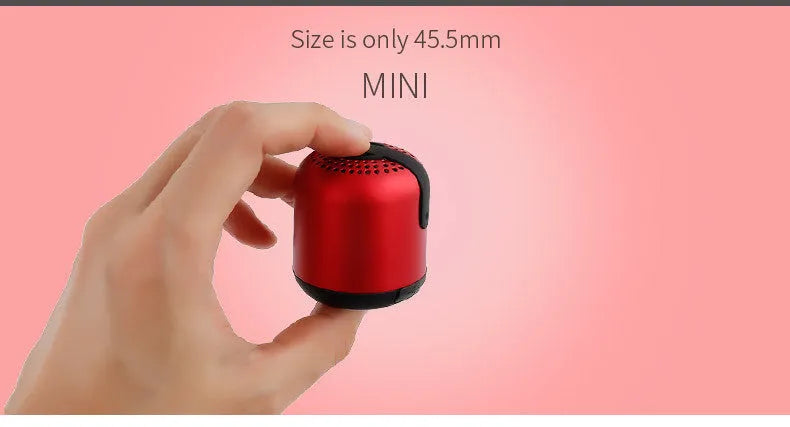 Compact cylindrical Hieha XQ11 portable Bluetooth speaker in metal casing showing colour options.