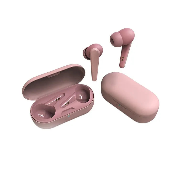 Black ANC active noise cancellation wireless Bluetooth headphones with earplug-style earpieces