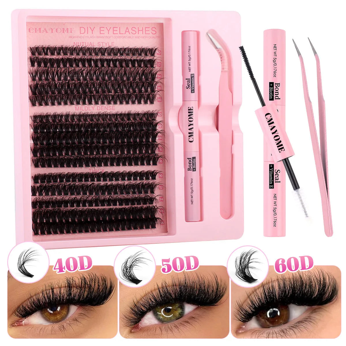 Segment single cluster DIY false eyelash extension suit with chemical fibre material and application tweezers