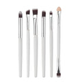 6PCS eye makeup brush set with wood handles and nylon bristles on white background