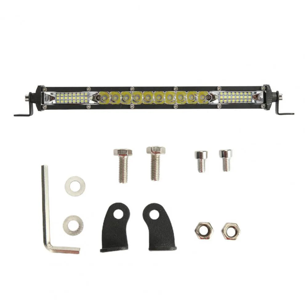 Ultra-thin single row white LED strip light bar with aluminium housing for vehicle roof mounting.