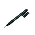 Black hearing aid cleaning brush with magnet, U-shaped hook and five sets of brushes on an ABS handle