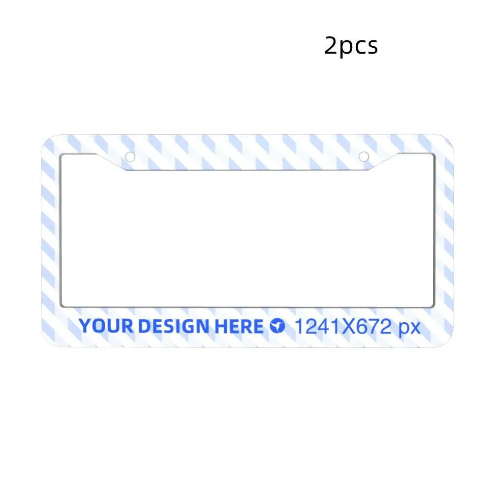 Aluminium license plate frame with round holes for front and rear car plates, lightweight and customisable