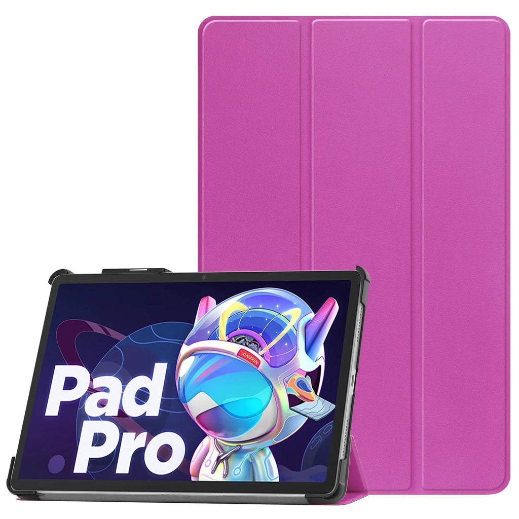Lenovo Tab P12 tablet case with kickstand open showing galaxy print design