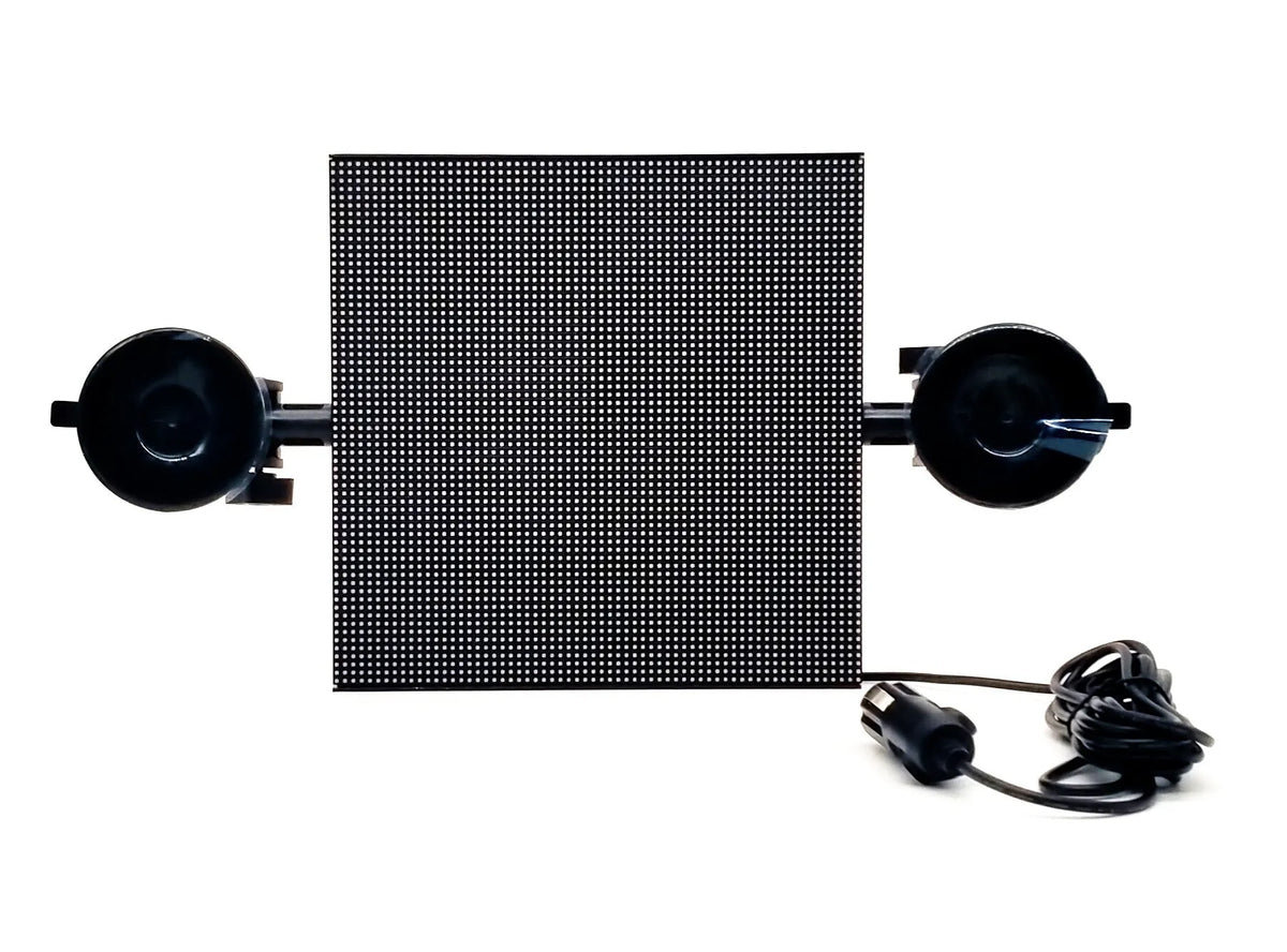 Car rear window LED expression screen with hanging installation, Bluetooth and WiFi connectivity, and power cord