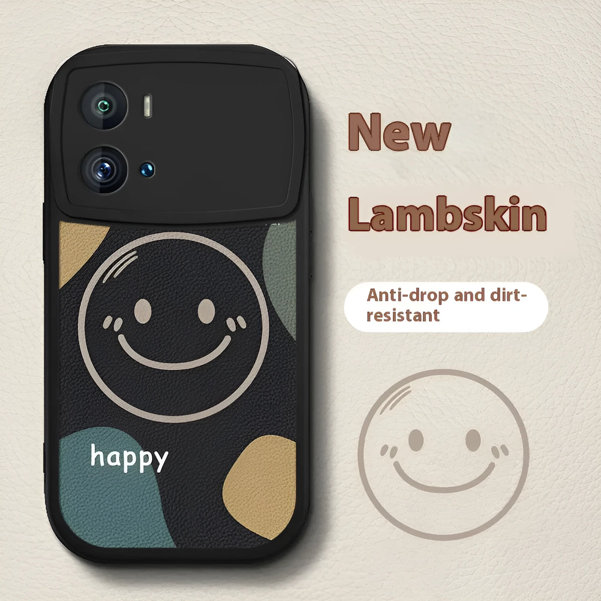 Silicone phone case for Vivo iQOO Neo6 in white or black with painted animal and smiling face design