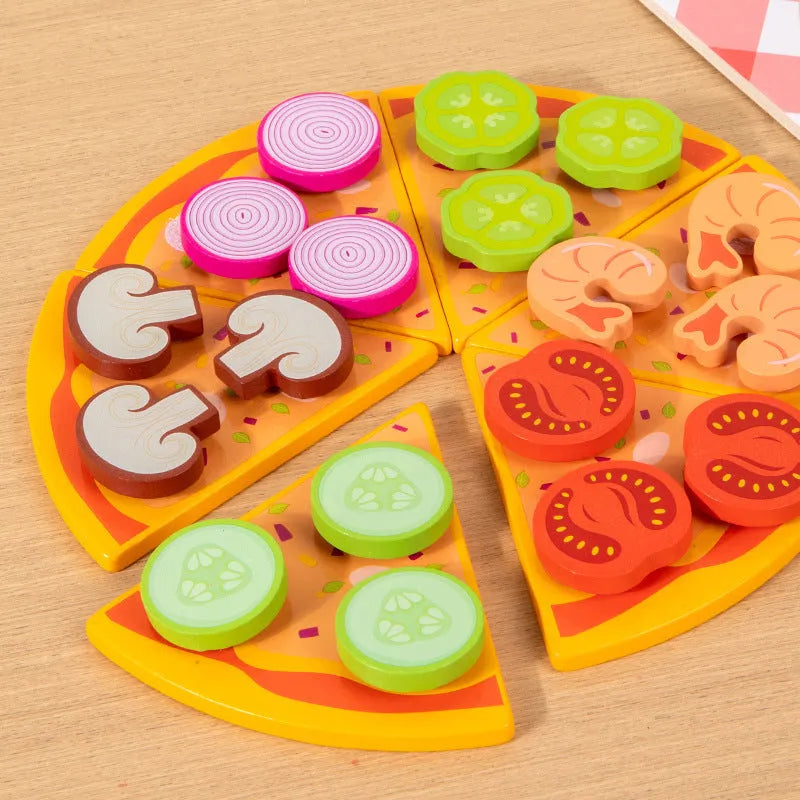 Children wooden educational toy set in XBL pizza biscuit colour box for hand-eye coordination and sensory training