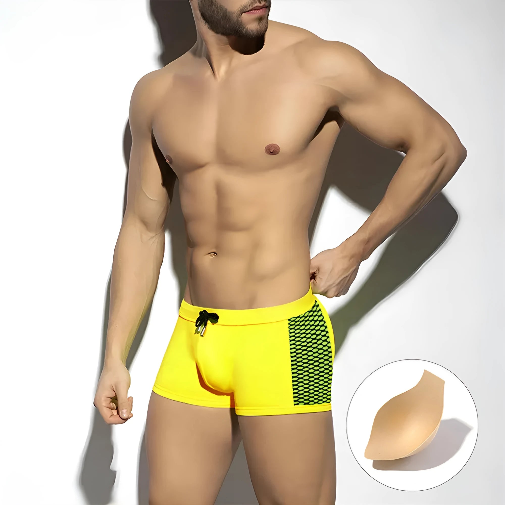 Men's polka dot print swimming boxers in nylon quick-dry fabric with briefs style cut
