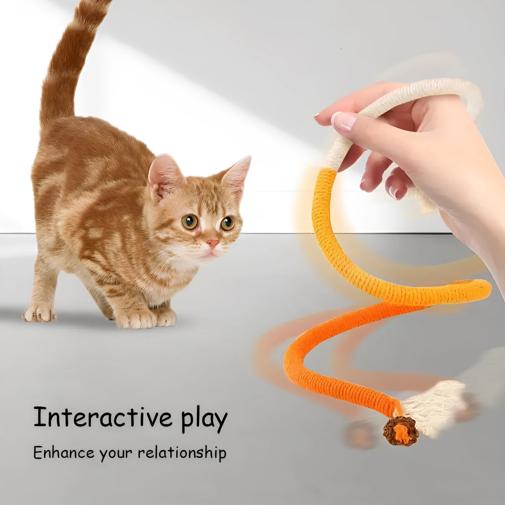70cm long cotton string cat bite rope toy with catnip in multiple colour options.