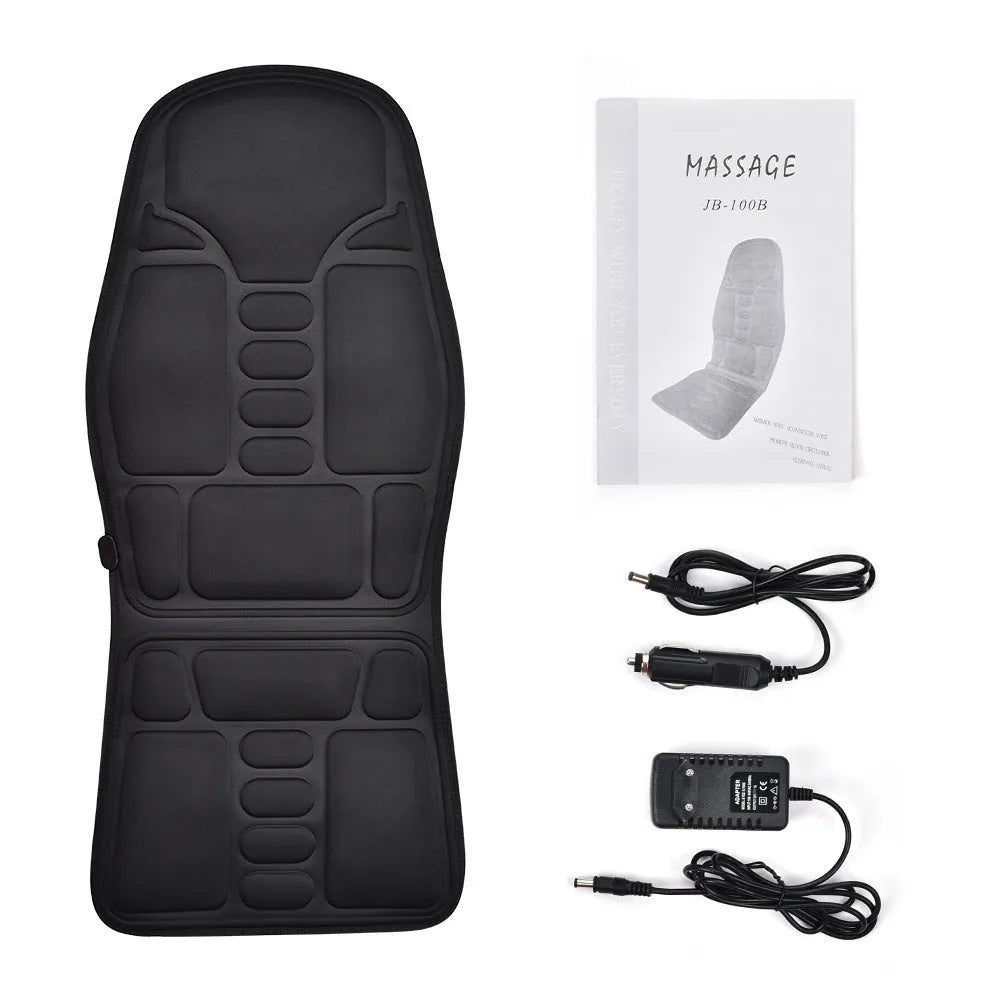 Black AC-powered cervical kneading massager with wireless remote control on flat surface
