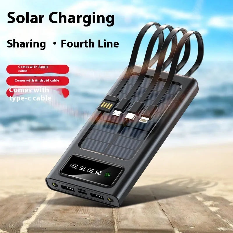 20000mAh solar power bank with cable in black or white