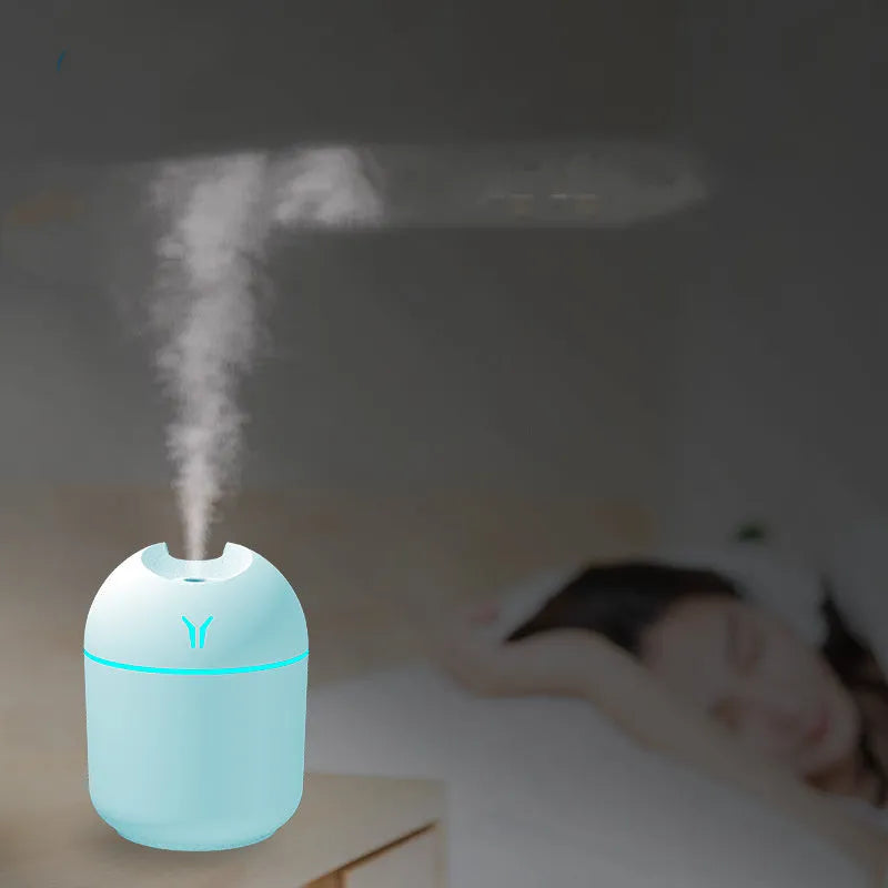 Round desktop aromatherapy diffuser humidifier with 250ml capacity and USB power