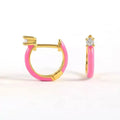 Diamond-embedded hand-dripping oil earrings with silver needle copper and geometric design in six colours