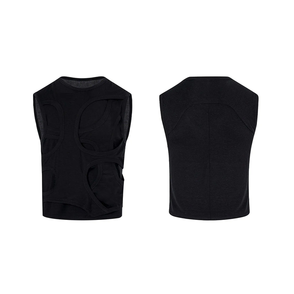 Men's solid colour lyocell vest with round neck, shown in grey.