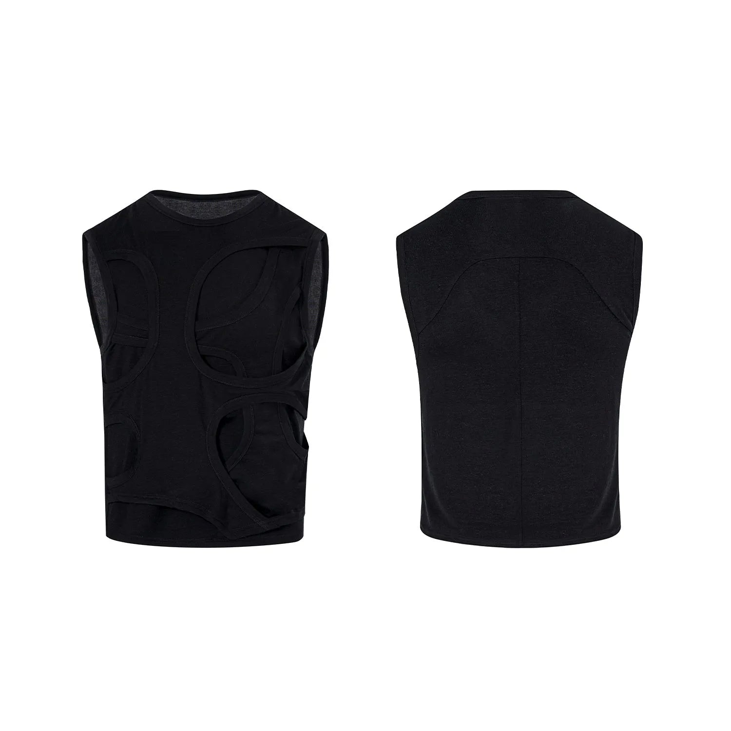 Men's solid colour lyocell vest with round neck, shown in grey.