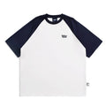 Men's casual blue raglan sleeve t-shirt with Japanese junior style pattern design loose fit