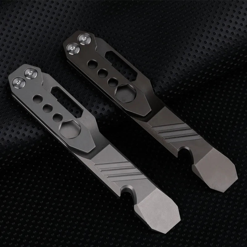 Titanium alloy TC4 multi-function crowbar screwdriver bottle opener in gun grey or stone wash, 41g