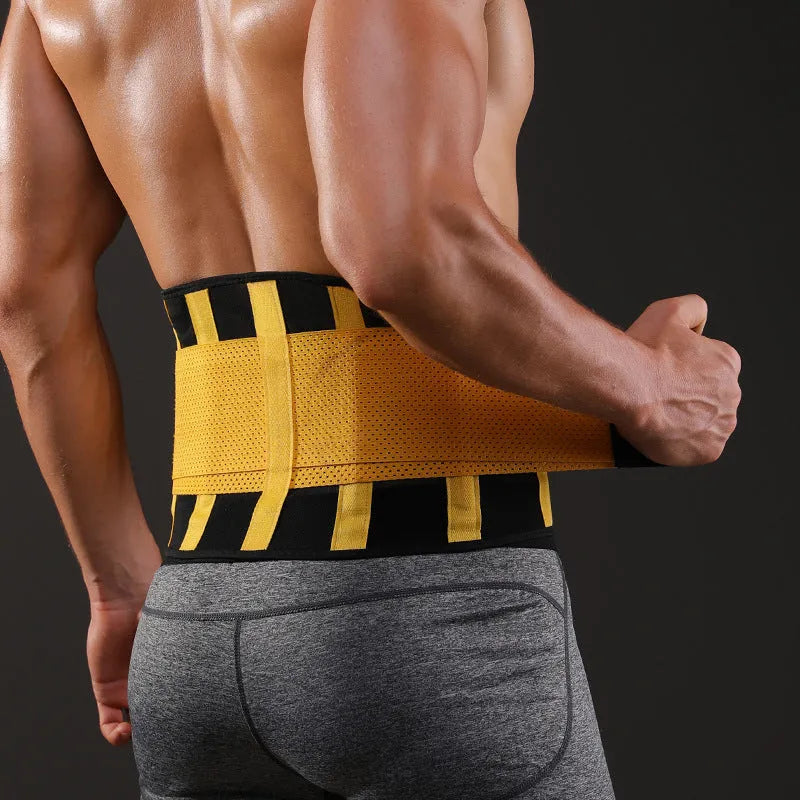 Waist support belt for outdoor fitness, running, basketball and yoga, in orange, yellow, blue or black, sizes M to XXL