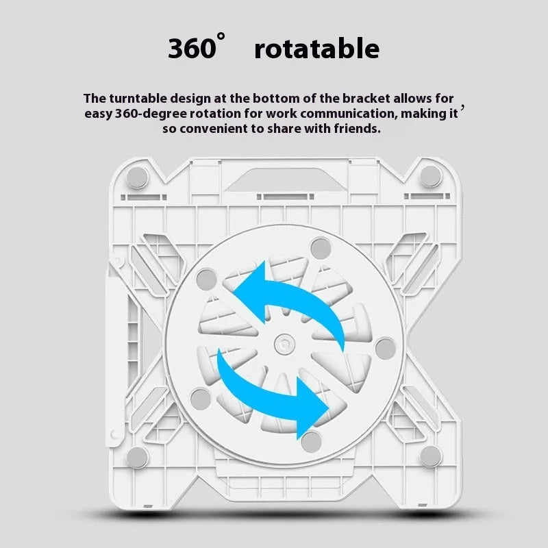 Laptop bracket lifting stand in black or white with radiator design and optional rotation