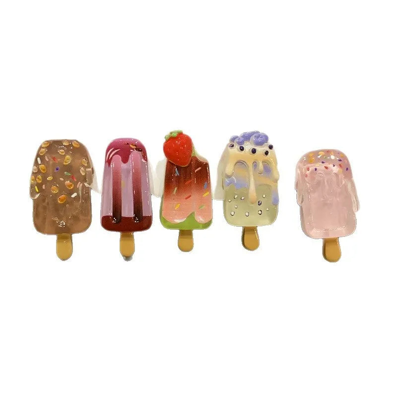 Cartoon ice cream design resin hair clip barrette in side clip style