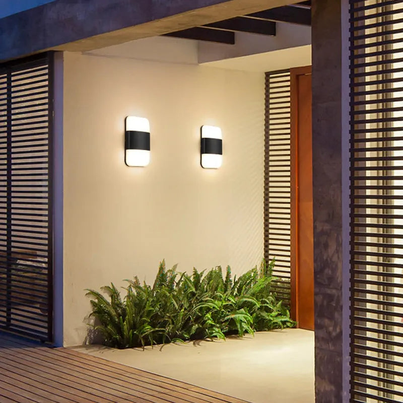 Waterproof LED wall lamp with aluminum shell, 15W warm light, 220x80x75mm, for balcony and stair outdoor lighting