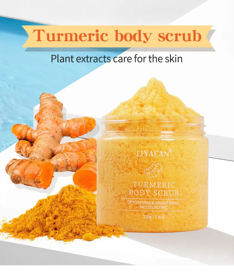 Turmeric facial scrub 220g jar for softening cutin and reducing dull tender skin on face and body
