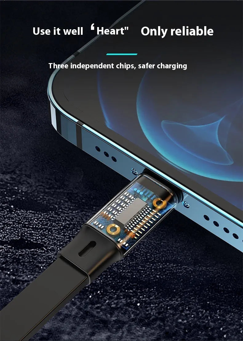 Three-in-one telescopic data cable, 100W fast charge, Mini USB, 0.5-1m, grey black and silver red