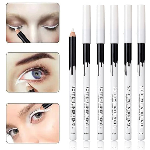 12 piece white and black waterproof eyeliner pencil set with sharpener for multi-use makeup