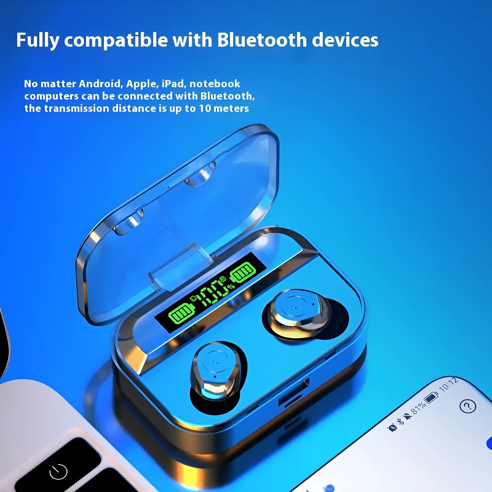 TG01 wireless Bluetooth headset black binaural earplug design voice control button