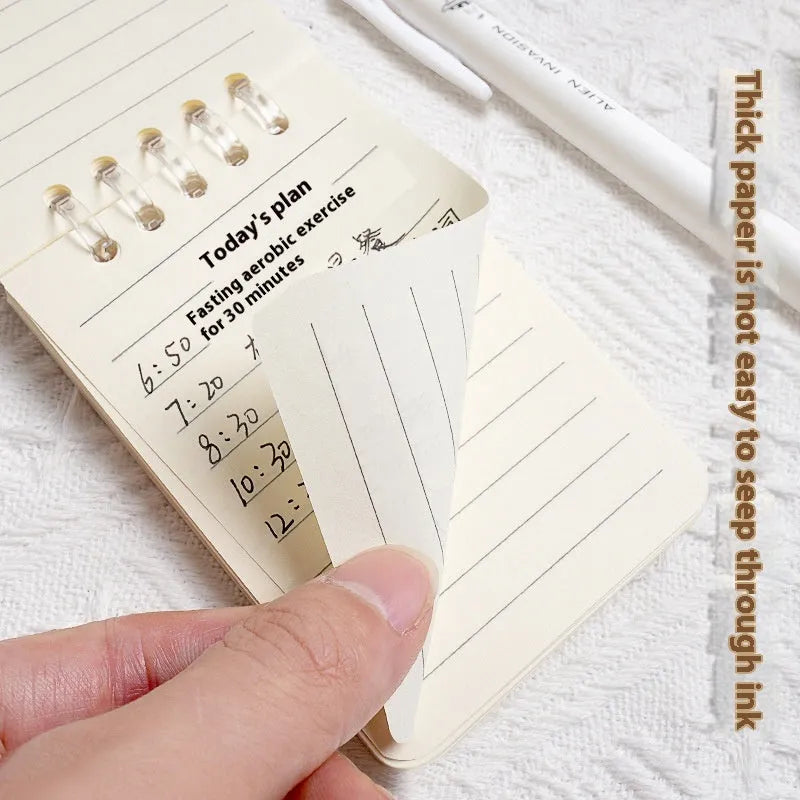 A7 small flip-up notebook, 7.3 x 10.3cm, 80 sheets, 5-hole portable notepad