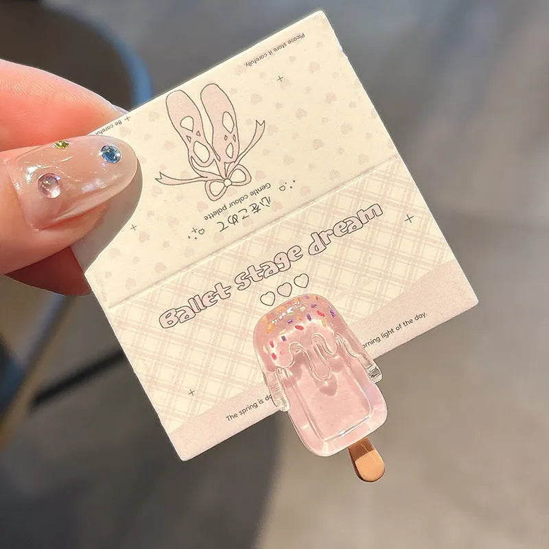 Cartoon ice cream design resin hair clip barrette in side clip style