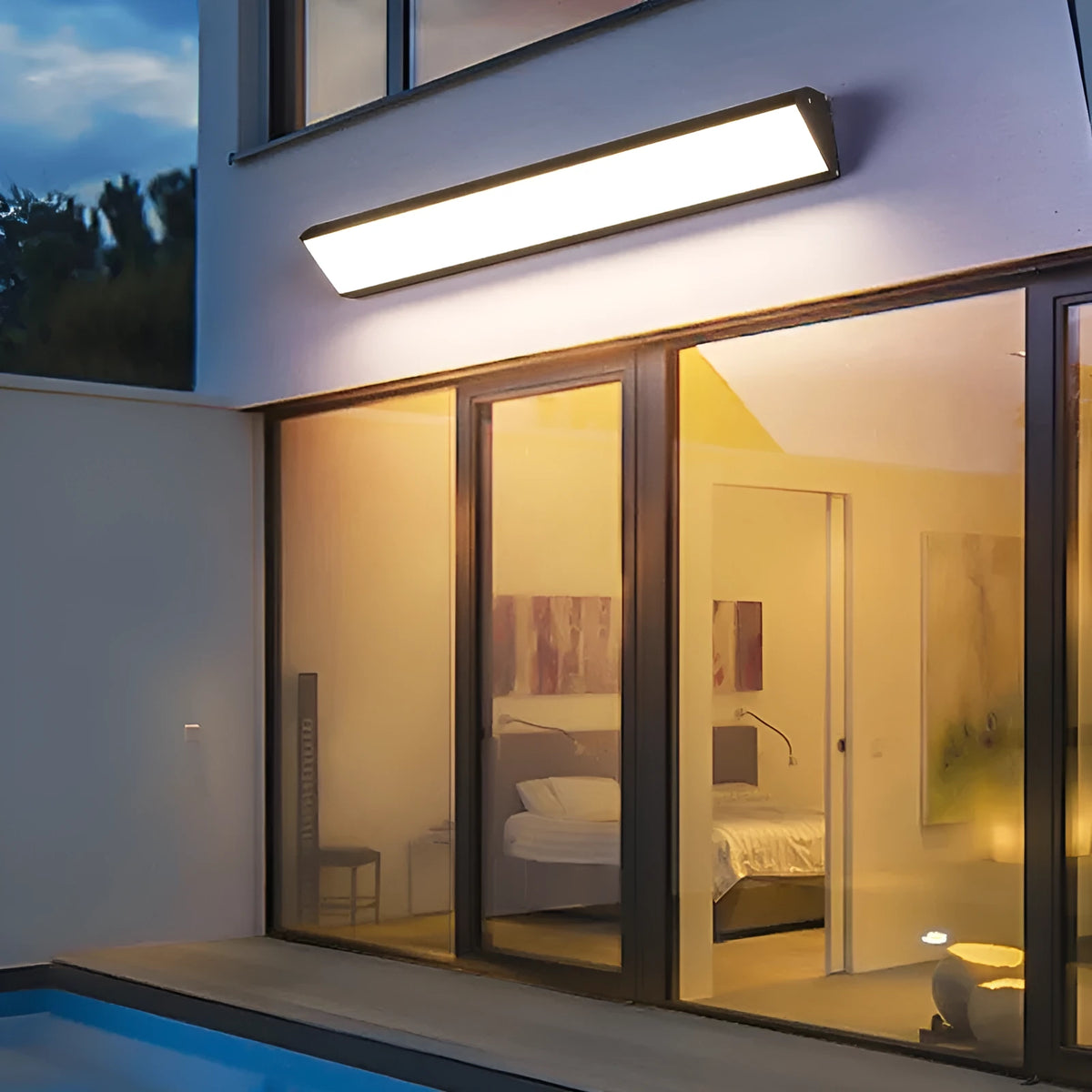 Black outdoor wall lamp, 30cm or 48cm, 12W or 19W, 220V, waterproof, modern simplicity style for garden or restaurant door