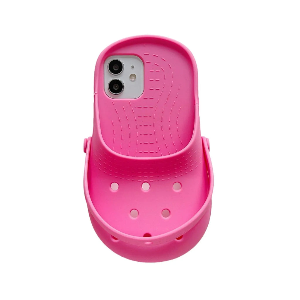 Pink silicone phone case with slipper design for iPhone 11-15, drop-resistant all-inclusive cover