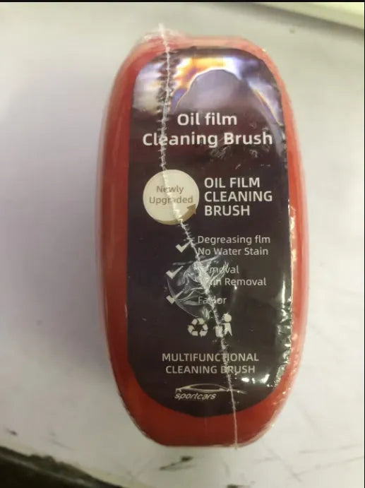 Red automotive oil film cleaning brush with 120ml cleaning solution for car windshield and glass