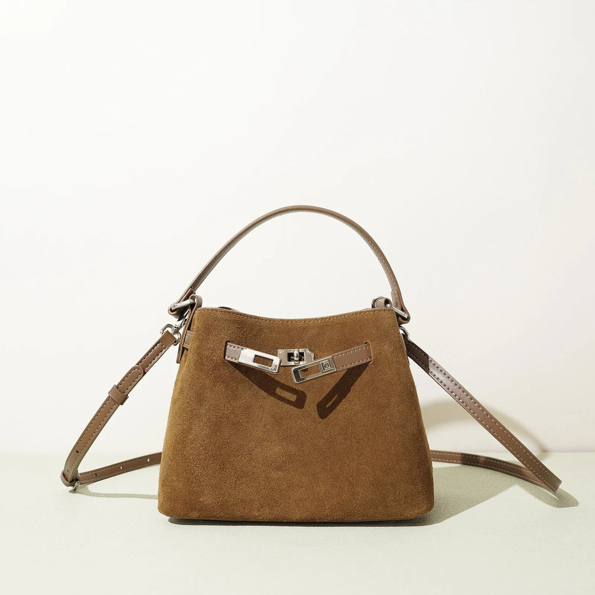 Cortical women's spliced casual crossbody bag in genuine leather with suede finish, vertical square shape