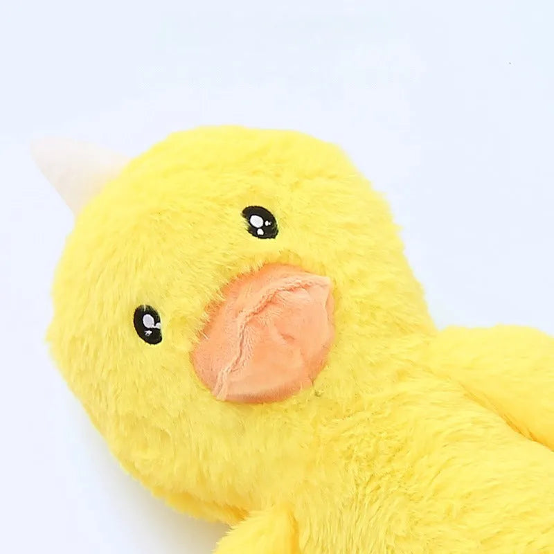 Plush dog toy with rattle paper sound feature in pink or yellow colour for large breed chewing
