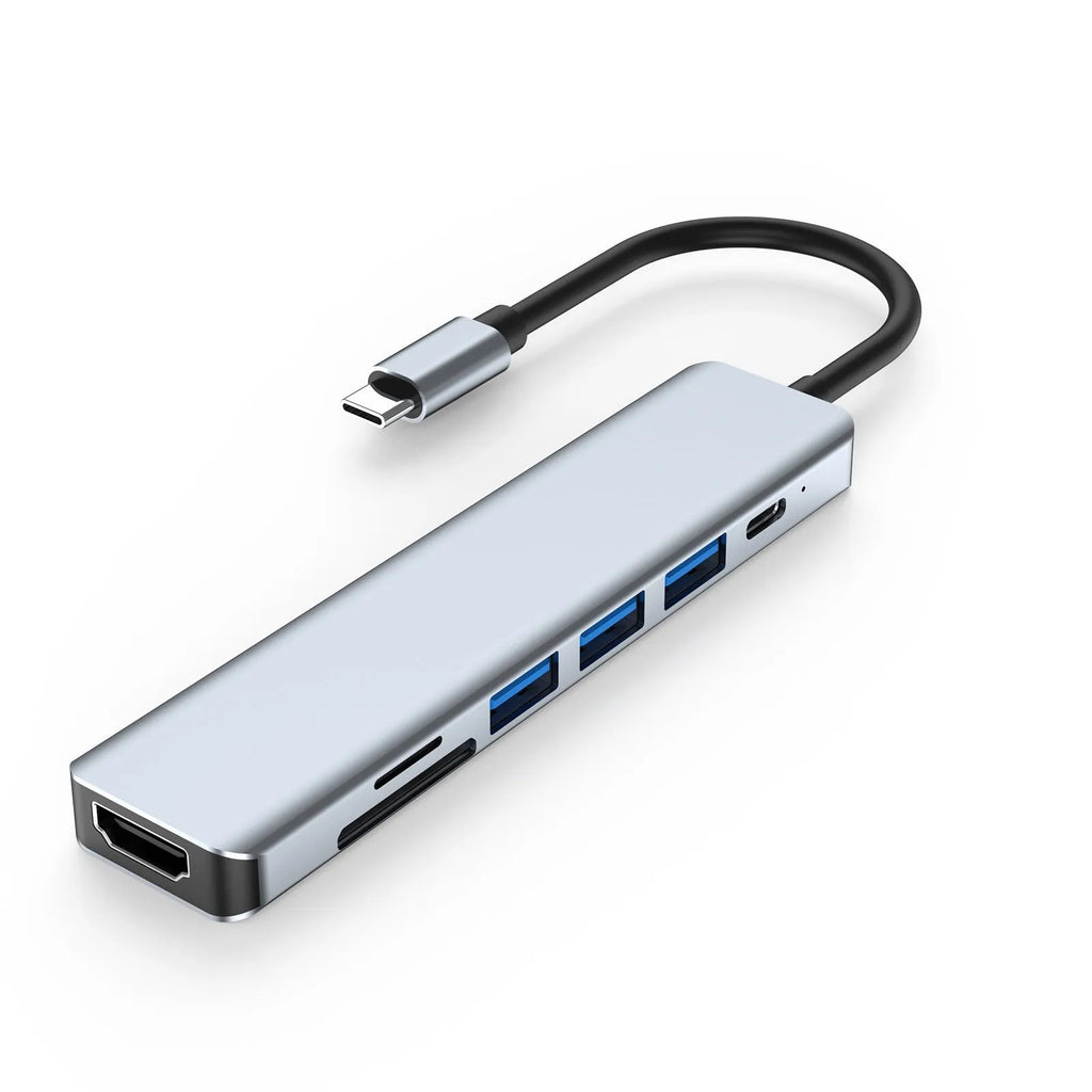 7-in-1 USB C hub expander with 145cm cable for computer docking stations