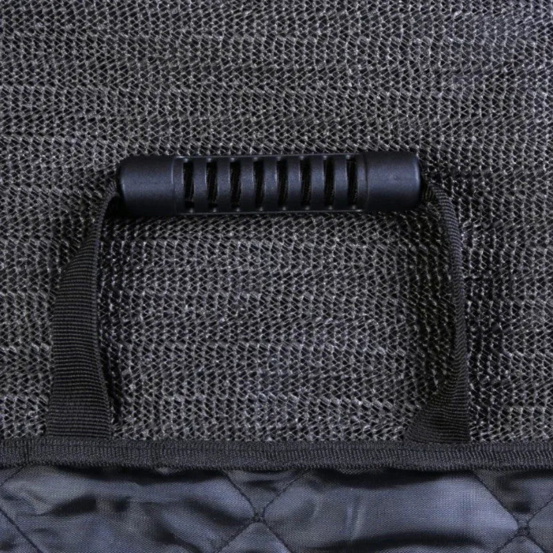 Black Oxford cloth car pet mat for cats and dogs, 135cm x 120cm, rear row cover with zip and detachable middle