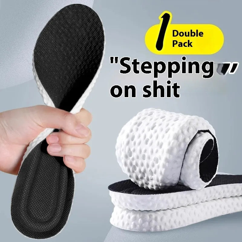 Grey, black, and orange breathable PU foam sports insoles that can be cut to fit shoe size.