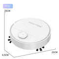 Intelligent automatic sweeping robot vacuum cleaner, 25x25x6.5cm, available in white, dark blue, or army green.