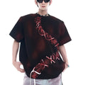 Red men's pure cotton loose fit drop shoulder T-shirt with short sleeves