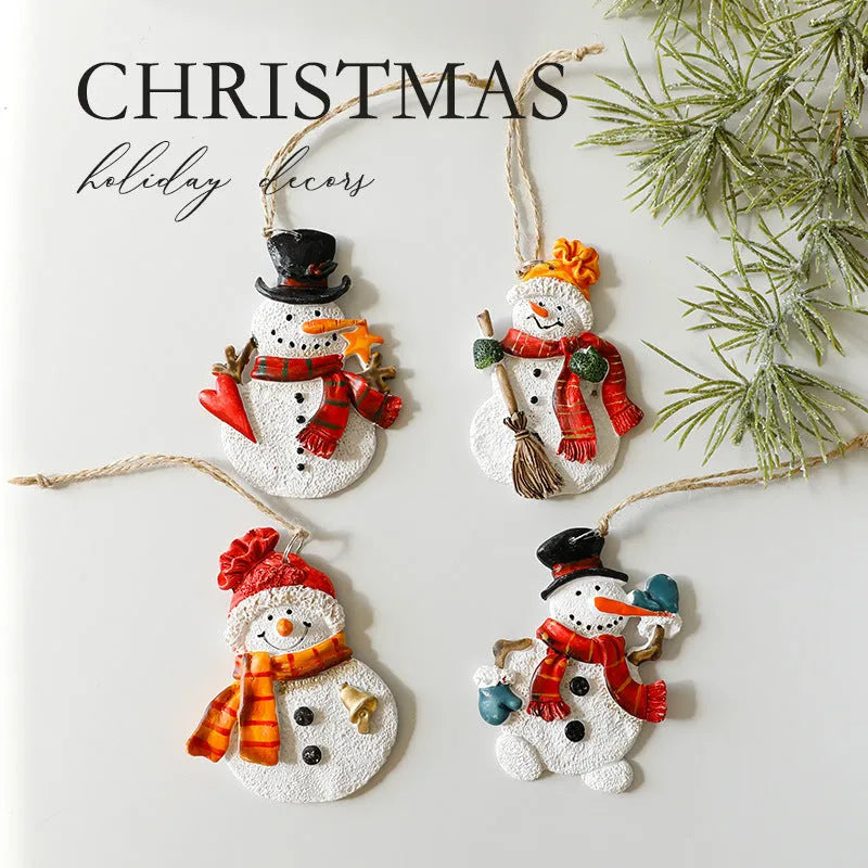 Christmas resin pendant set with snowman, gingerbread man, and Santa figures in various colours and accessories