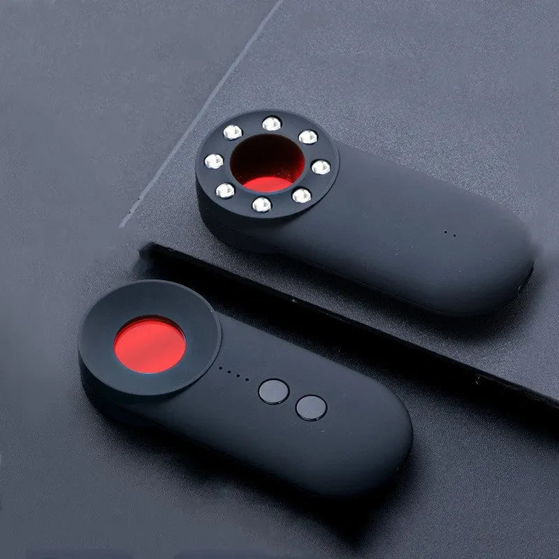 Black portable GPS detector and hidden camera finder with compact rectangular design for privacy protection