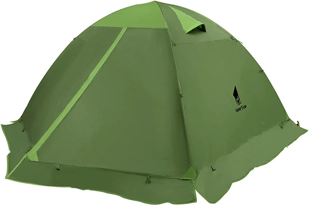 Outdoor folding tent in Army Green for summer camping with double-layer construction and 210x180 cm floor area