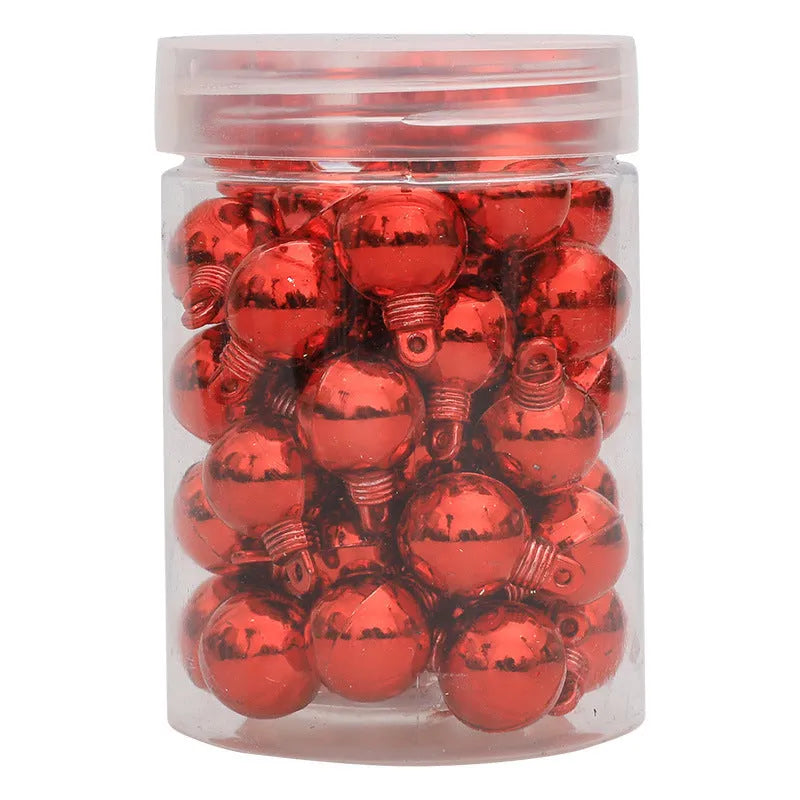 48 pack of plastic electroplated glossy mini Christmas tree hanging balls in six colours