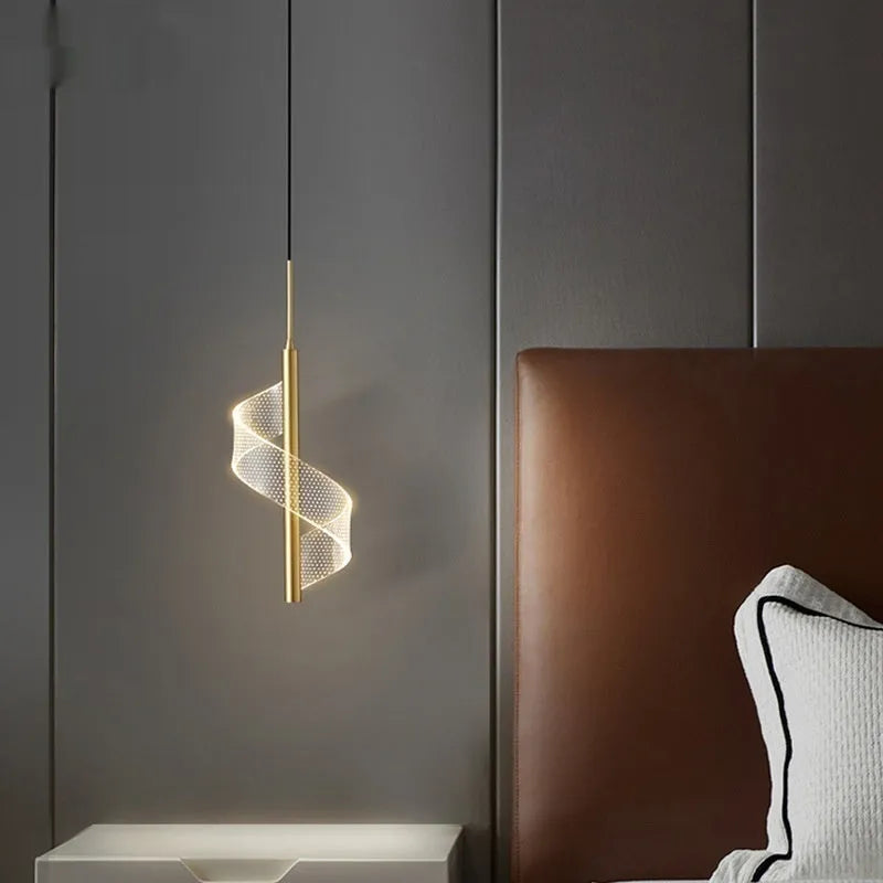 Black copper minimalist small droplight pendant light, 4W tri-colour dimming, 400mm x 140mm.